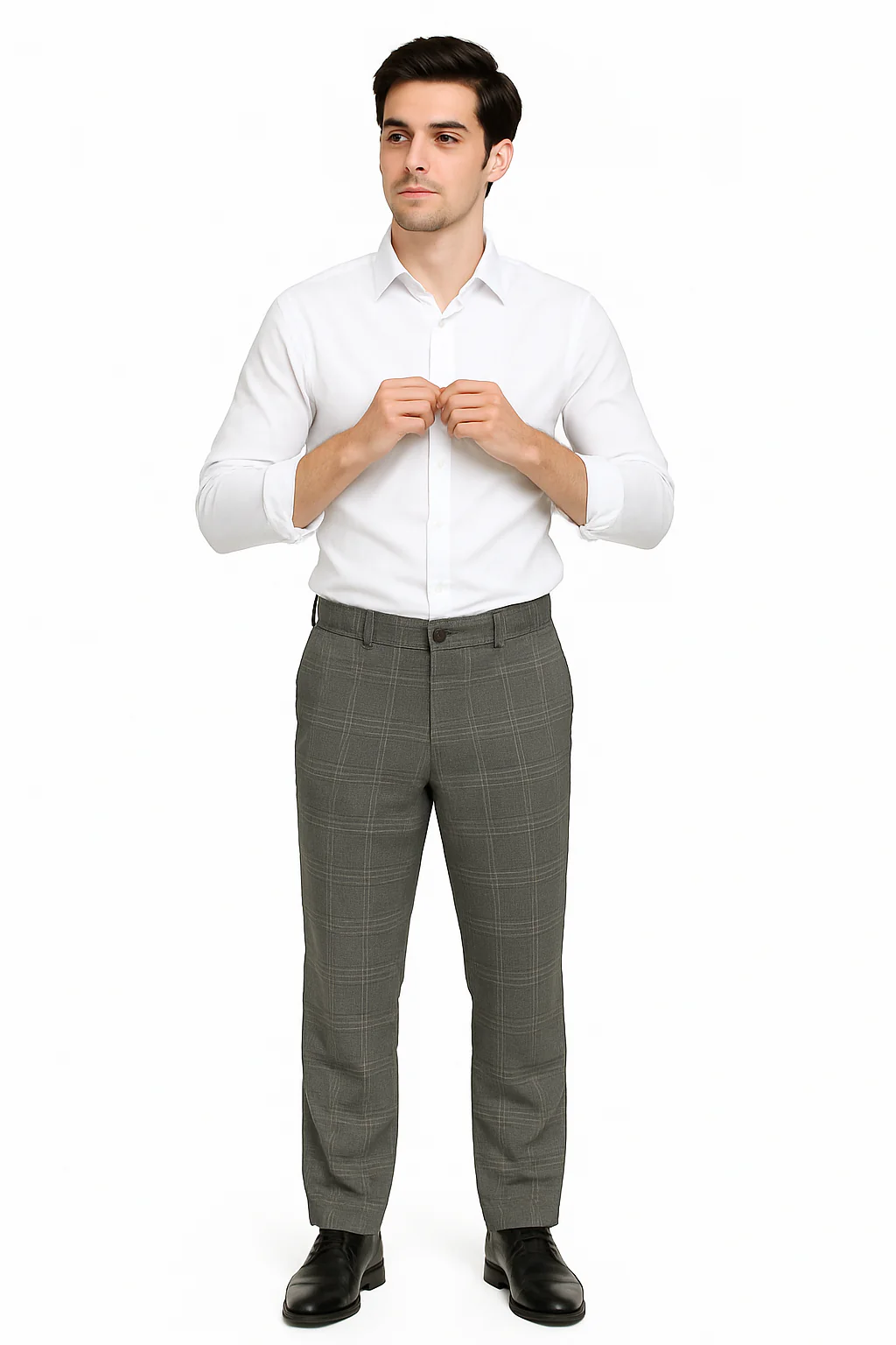 Wide Leg Slacks ~ Dress Pants Patter Gray Window Pane ~ Plaid - Image 7