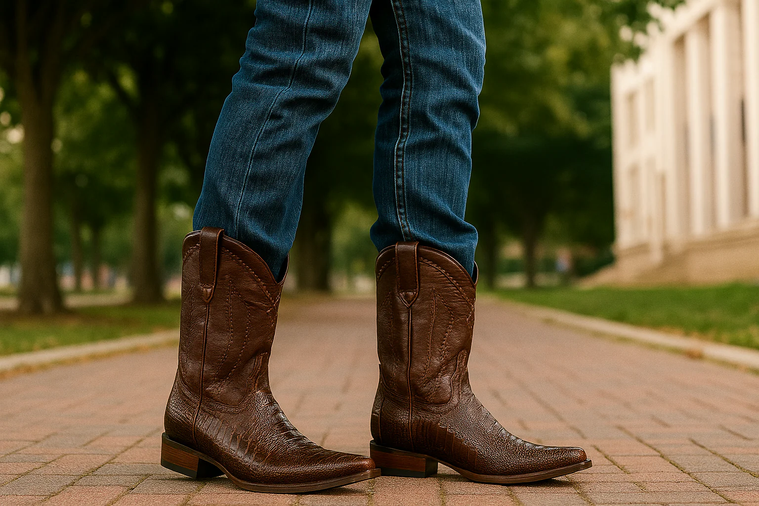 Ostrich Leg Cowboy Boots Snip Toe - Image 7