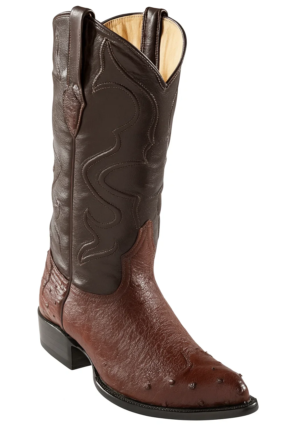 Wild West Brown J-Toe Smooth Ostrich Wing Tip Cowboy Dress Cowboy Boots Cheap Priced For Sales Online - Bota De Avestruz - Image 2