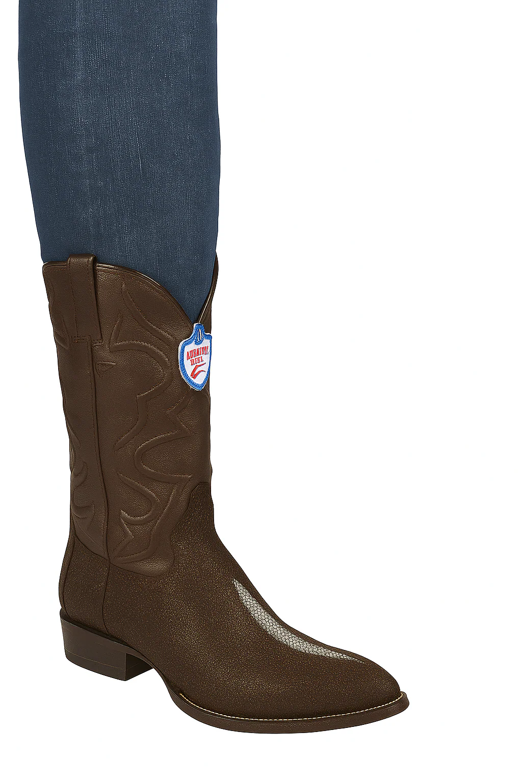 Wild West J-Toe Brown Single Stone Cowboy Boot - Image 9