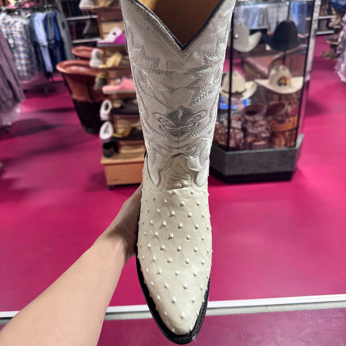 Winter White Printed Ostrich Boots - Image 2