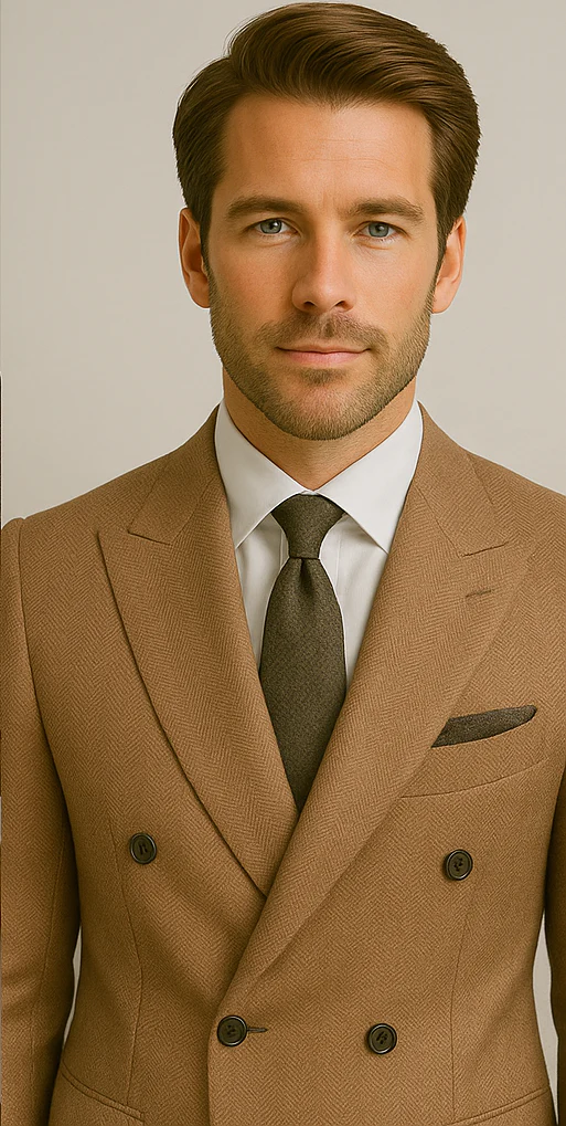 Wool Suit - Italian Made Business Suit by Statement Men's 100% Wool 2 Piece Double Breasted Suit - Subtle Windowpane - Image 10