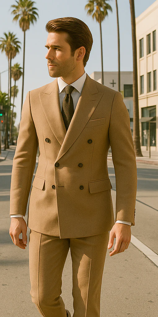 Wool Suit - Italian Made Business Suit by Statement Men's 100% Wool 2 Piece Double Breasted Suit - Subtle Windowpane - Image 11