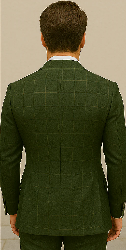 Wool Suit - Italian Made Business Suit by Statement Men's 100% Wool 2 Piece Suit - Double Breasted Windowpane - Image 10
