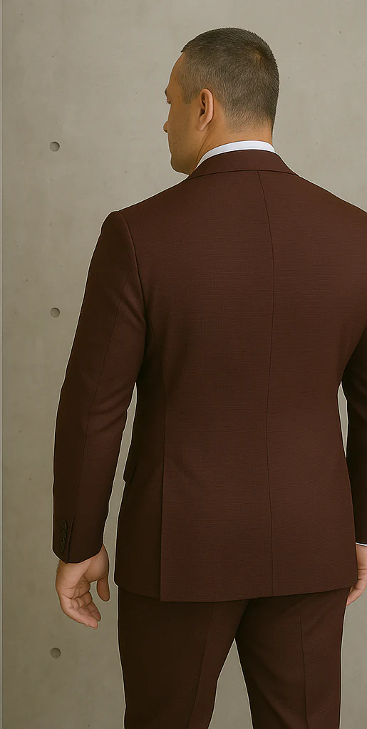 Wool Suit - Italian Made Business Suit by Statement Men's 2 Piece 100% Wool Double Breasted Suit - Micro Windowpane - Image 13