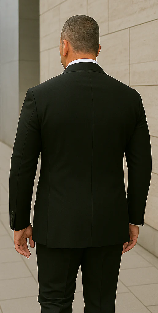 Wool Suit - Italian Made Business Suit by Statement Men's 2 Piece 100% Wool Double Breasted Suit - Micro Windowpane - Image 5