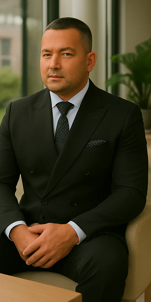 Wool Suit - Italian Made Business Suit by Statement Men's 2 Piece 100% Wool Double Breasted Suit - Micro Windowpane - Image 6