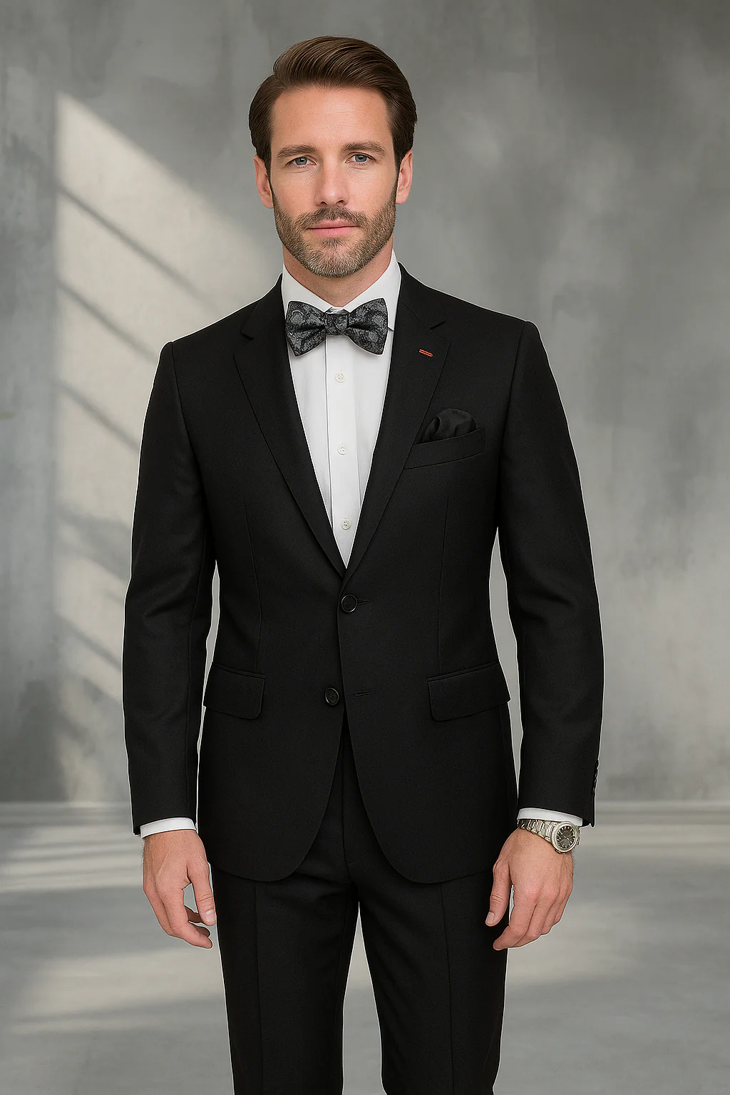 Wool Suit - Italian Made Business Suit by Statement Men's 2 Piece 100% Wool Modern Fit Suit - Subtle Texture - Image 3