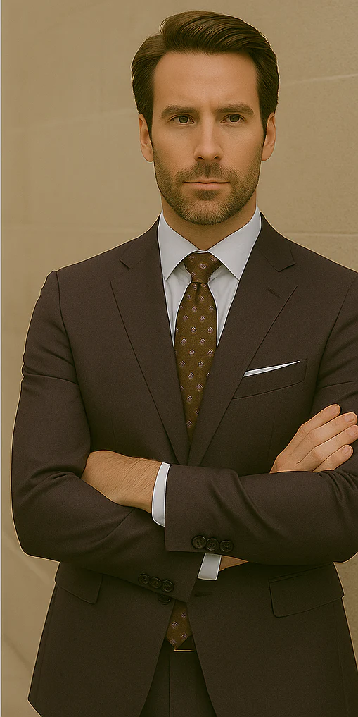 Wool Suit - Italian Made Business Suit by Statement Men's 2 Piece 100% Wool Modern Fit Suit - Subtle Windowpane - Image 12