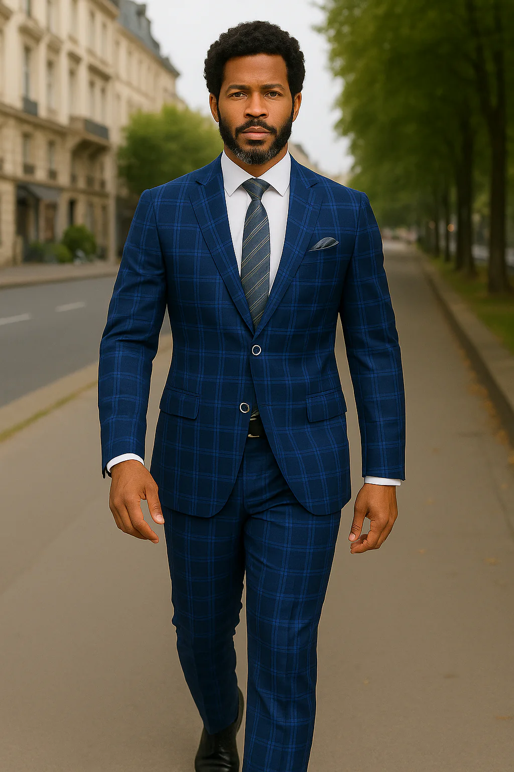 Wool Suit - Italian Made Business Suit by Statement Men's 2 Piece Big and Tall 100% Wool Fashion Suit - Bold Plaid - Image 8