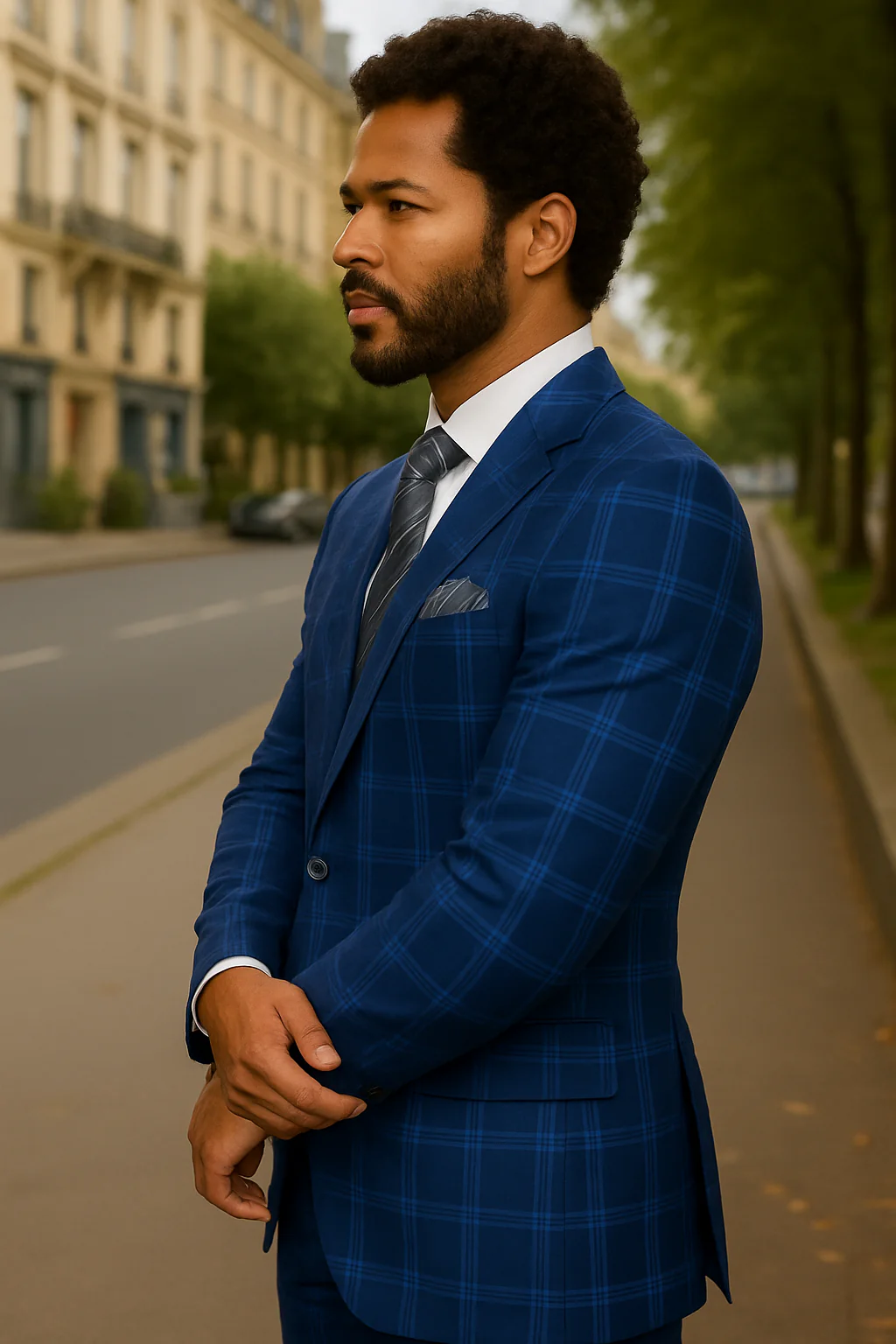 Wool Suit - Italian Made Business Suit by Statement Men's 2 Piece Big and Tall 100% Wool Fashion Suit - Bold Plaid - Image 9