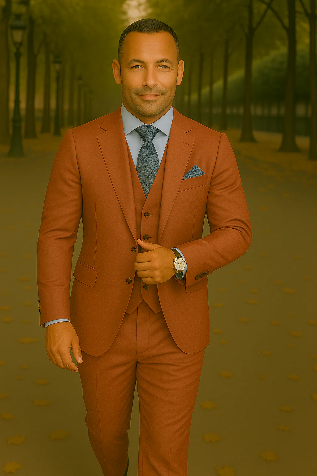 Wool Suit - Italian Made Business Suit by Statement Men's 3 Piece 100% Wool Fashion Suit - Bold Colors - Image 13