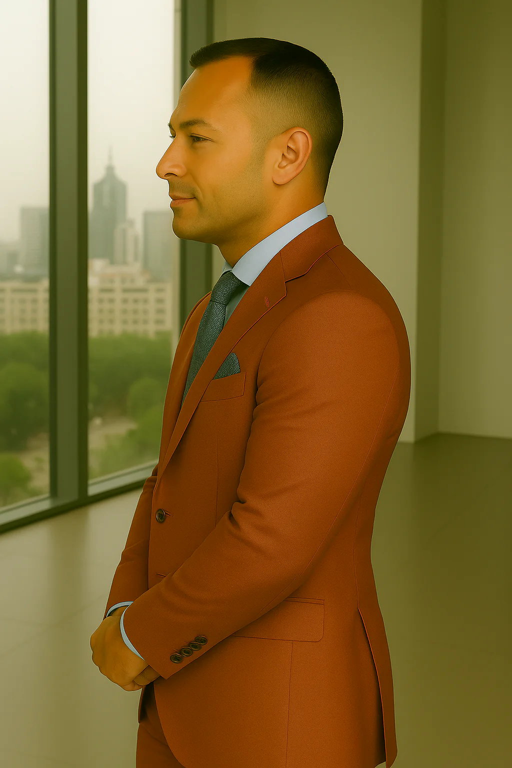 Wool Suit - Italian Made Business Suit by Statement Men's 3 Piece 100% Wool Fashion Suit - Bold Colors - Image 14