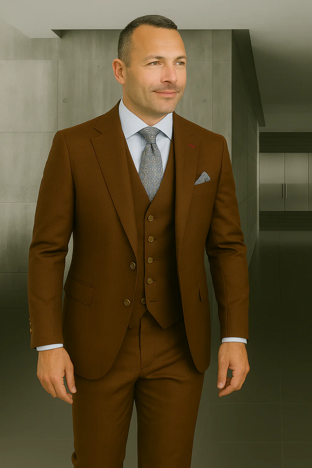 Wool Suit - Italian Made Business Suit by Statement Men's 3 Piece 100% Wool Fashion Suit - Bold Colors - Image 17