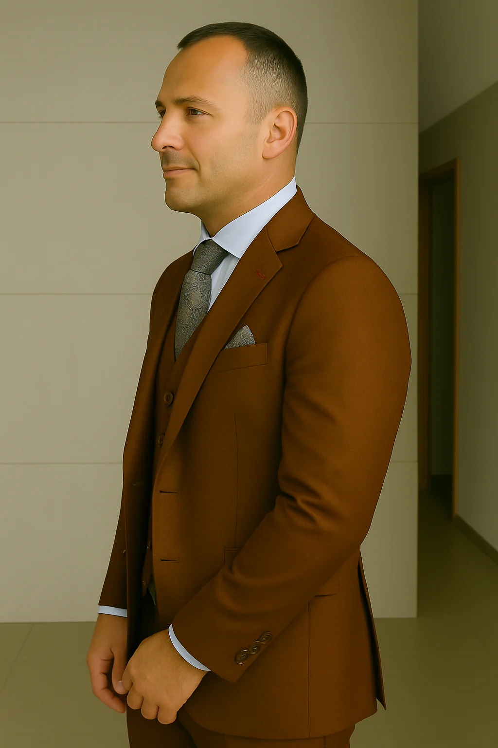 Wool Suit - Italian Made Business Suit by Statement Men's 3 Piece 100% Wool Fashion Suit - Bold Colors - Image 19