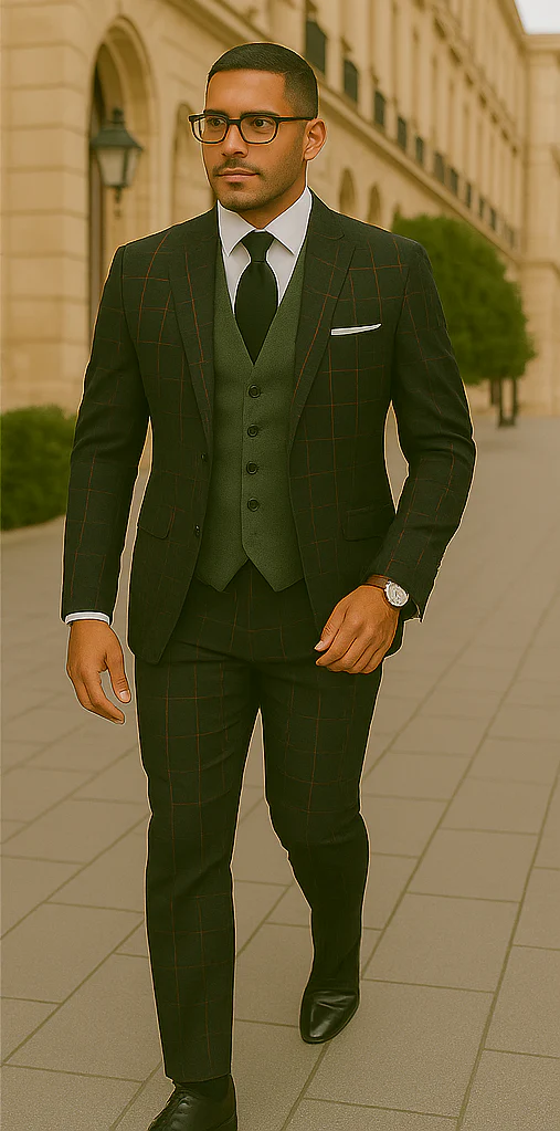 Wool Suit - Italian Made Business Suit by Statement Men's 3 Piece 100% Wool Modern Fit Suit - Bold Accent Color - Image 15