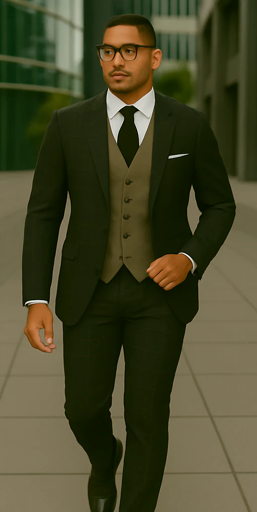 Wool Suit - Italian Made Business Suit by Statement Men's 3 Piece 100% Wool Modern Fit Suit - Bold Accent Color - Image 20