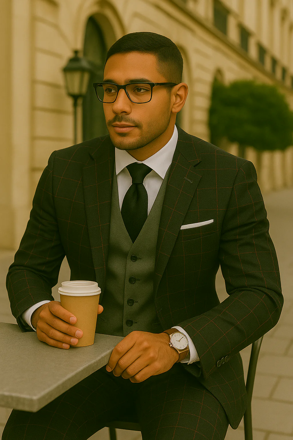 Wool Suit - Italian Made Business Suit by Statement Men's 3 Piece 100% Wool Modern Fit Suit - Bold Accent Color - Image 3