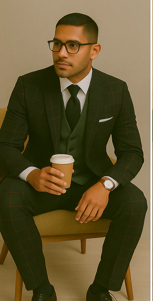 Wool Suit - Italian Made Business Suit by Statement Men's 3 Piece 100% Wool Modern Fit Suit - Bold Accent Color - Image 4