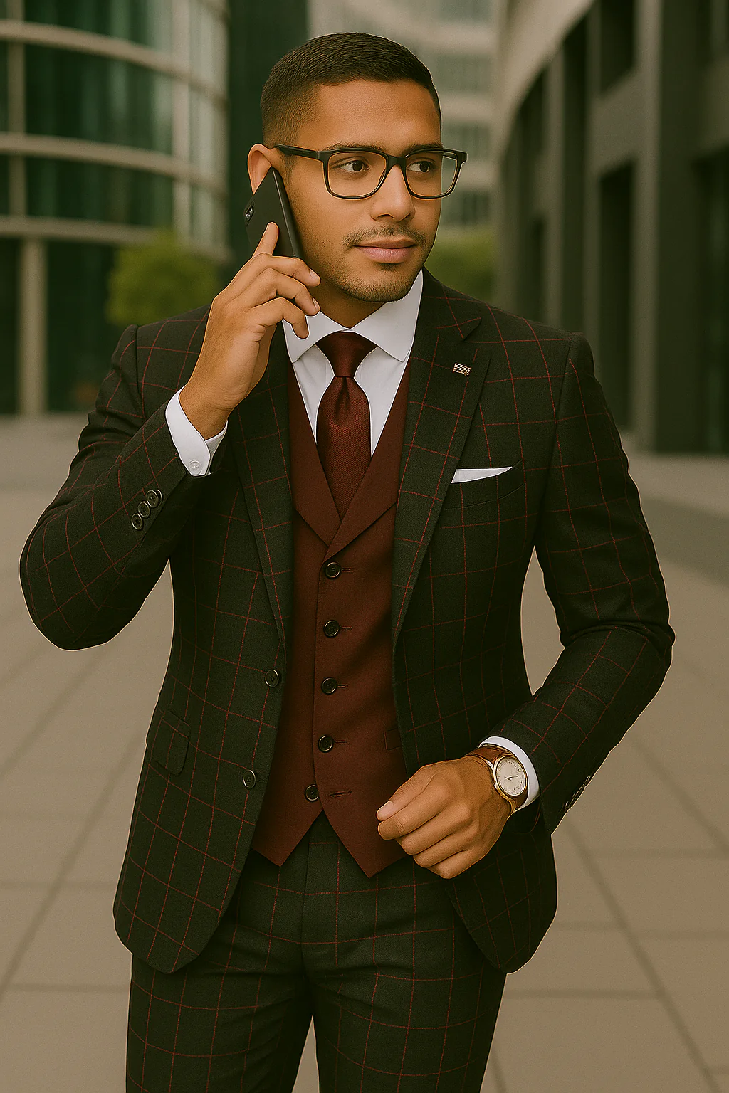 Wool Suit - Italian Made Business Suit by Statement Men's 3 Piece 100% Wool Modern Fit Suit - Bold Accent Color - Image 6
