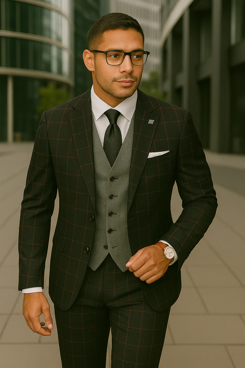 Wool Suit - Italian Made Business Suit by Statement Men's 3 Piece 100% Wool Modern Fit Suit - Bold Accent Color - Image 9