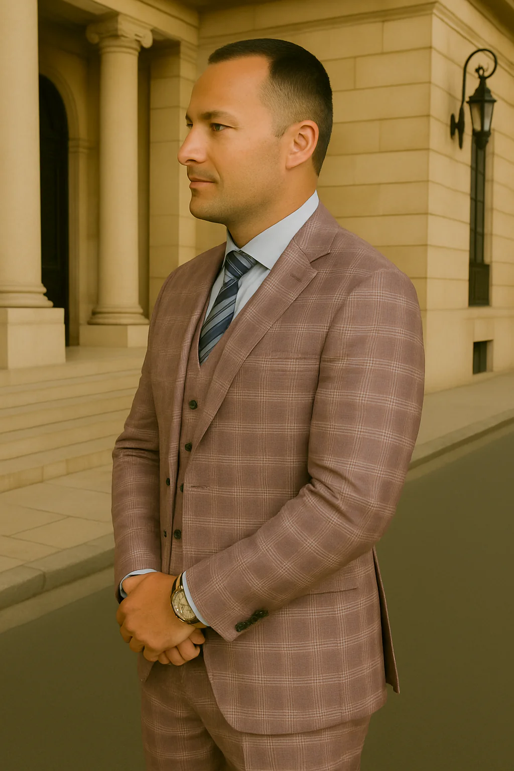 Wool Suit - Italian Made Business Suit by Statement Men's 3 Piece 100% Wool Modern Fit Suit - Coordinating Solid Color Vest - Image 10