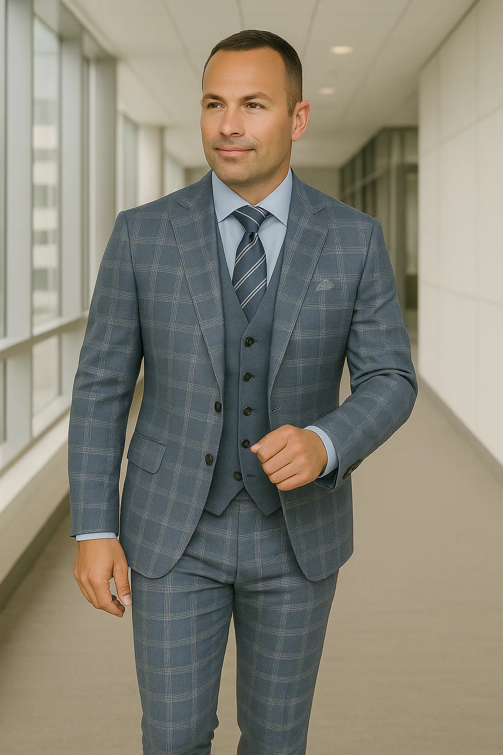 Wool Suit - Italian Made Business Suit by Statement Men's 3 Piece 100% Wool Modern Fit Suit - Coordinating Solid Color Vest - Image 13