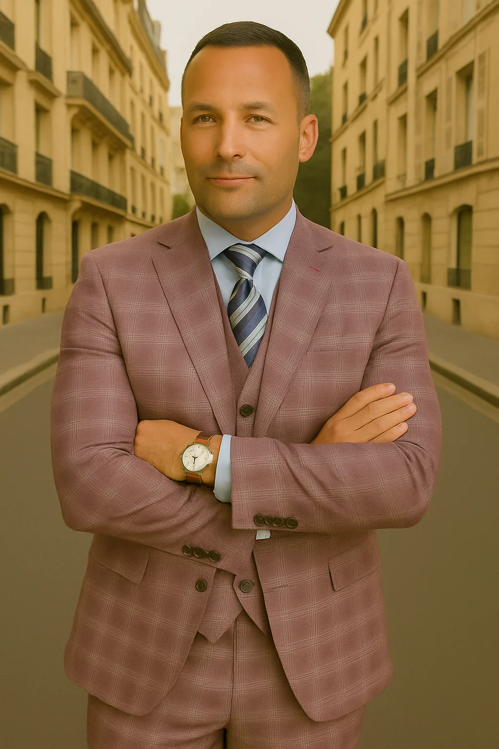 Wool Suit - Italian Made Business Suit by Statement Men's 3 Piece 100% Wool Modern Fit Suit - Coordinating Solid Color Vest - Image 2