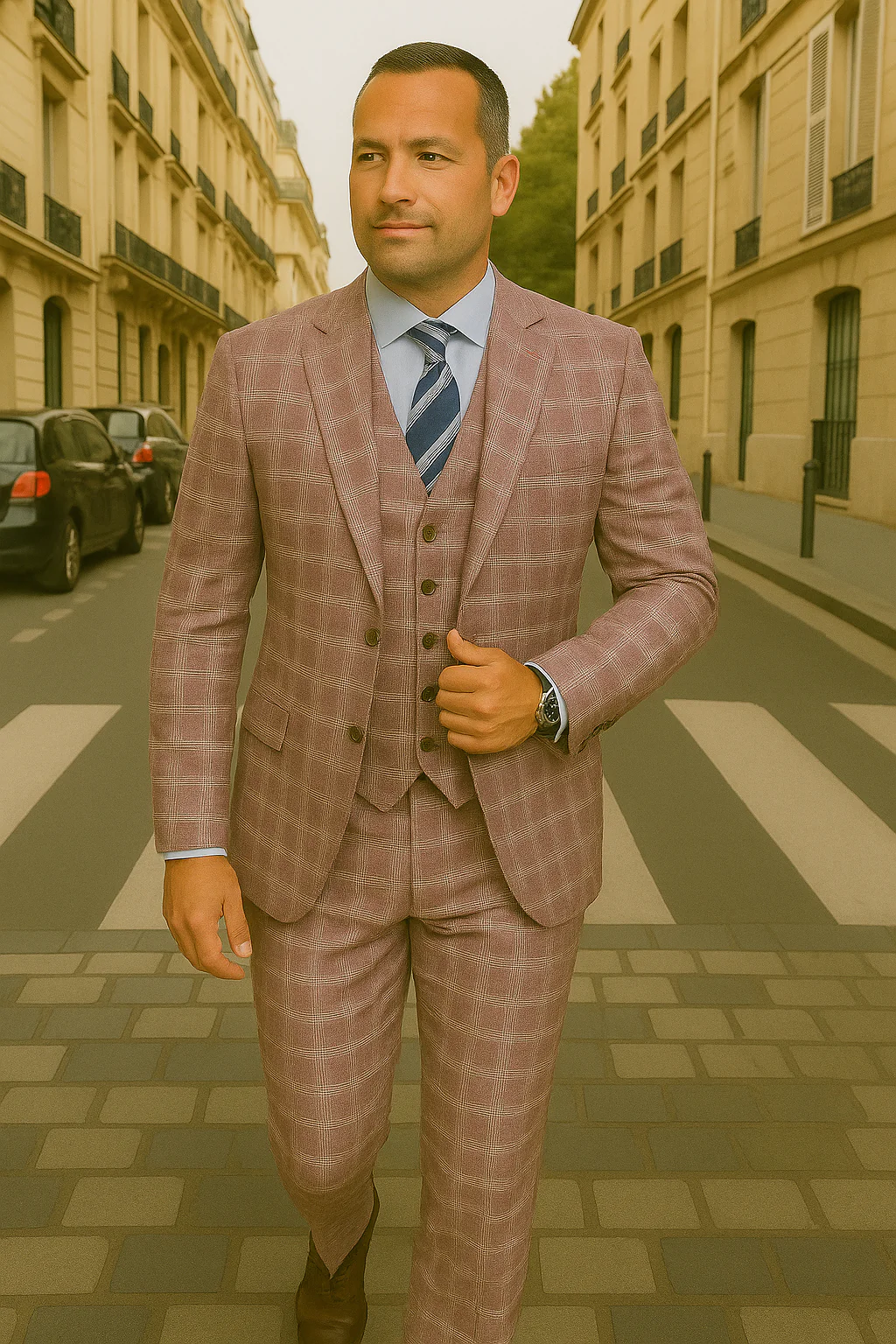 Wool Suit - Italian Made Business Suit by Statement Men's 3 Piece 100% Wool Modern Fit Suit - Coordinating Solid Color Vest - Image 9