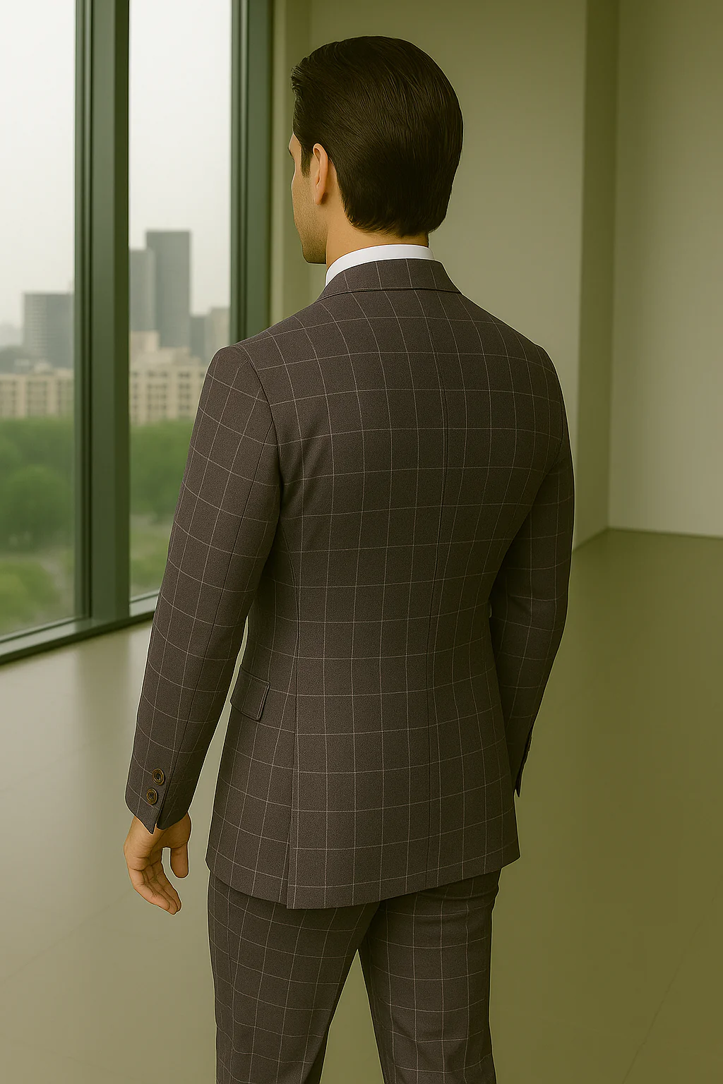 Wool Suit - Italian Made Business Suit by Statement Men's 3 Piece 100% Wool Modern Fit Suit - Fashion Pattern - Image 12