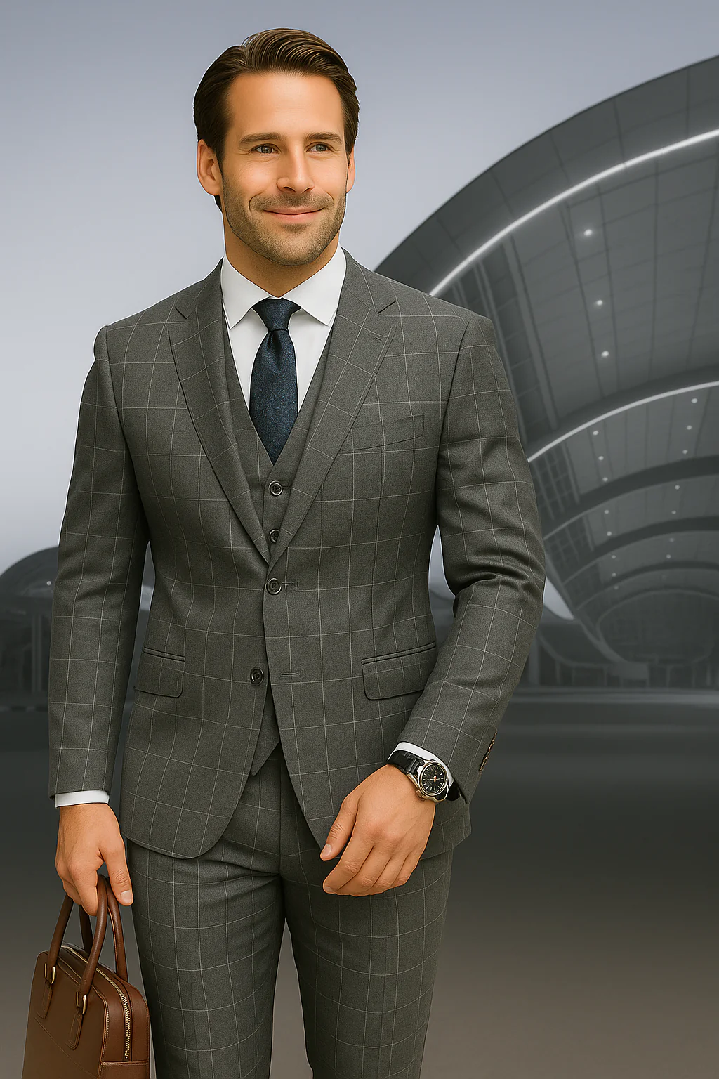 Wool Suit - Italian Made Business Suit by Statement Men's 3 Piece 100% Wool Modern Fit Suit - Fashion Pattern - Image 13