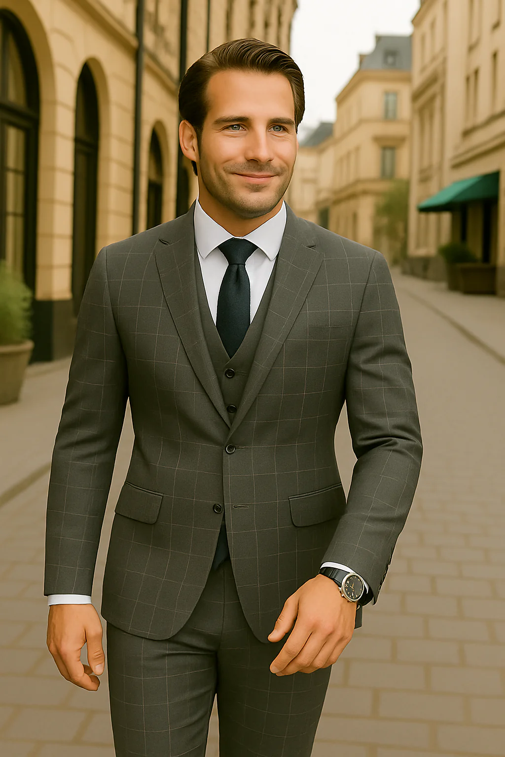 Wool Suit - Italian Made Business Suit by Statement Men's 3 Piece 100% Wool Modern Fit Suit - Fashion Pattern - Image 14