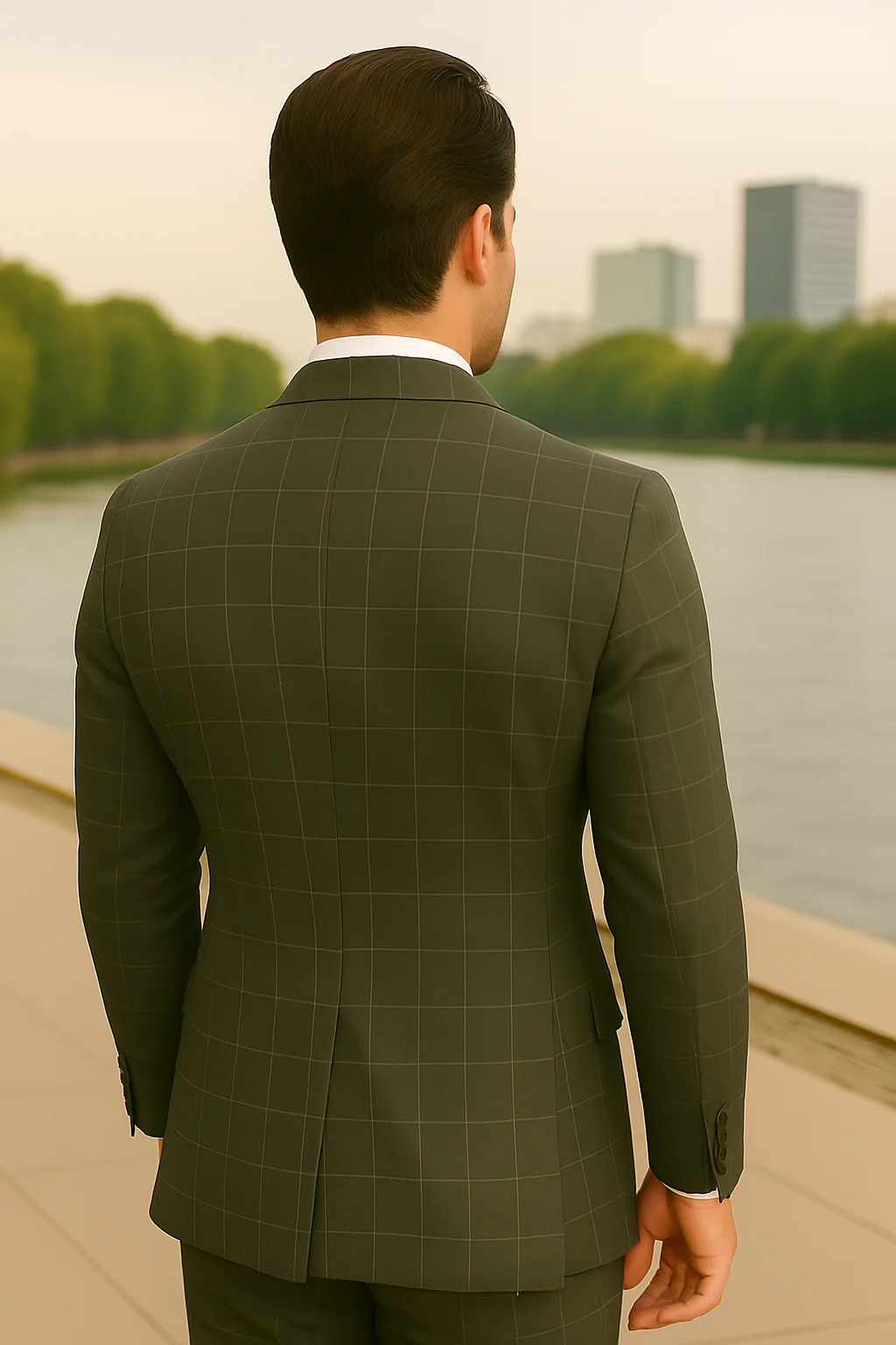 Wool Suit - Italian Made Business Suit by Statement Men's 3 Piece 100% Wool Modern Fit Suit - Fashion Pattern - Image 16