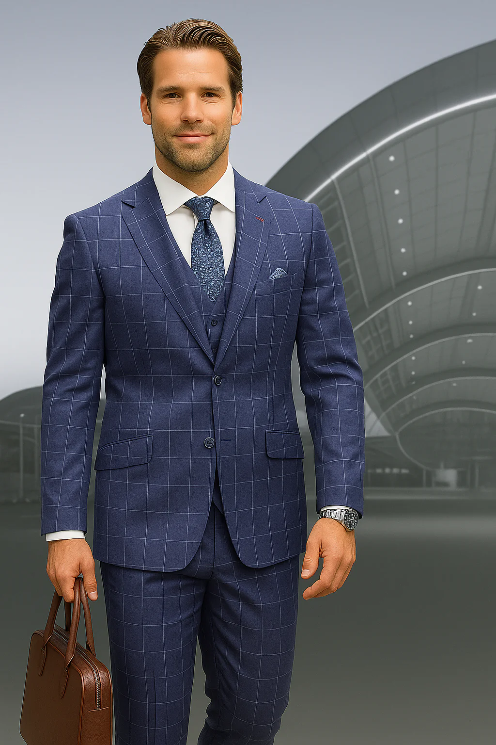 Wool Suit - Italian Made Business Suit by Statement Men's 3 Piece 100% Wool Modern Fit Suit - Fashion Pattern - Image 17