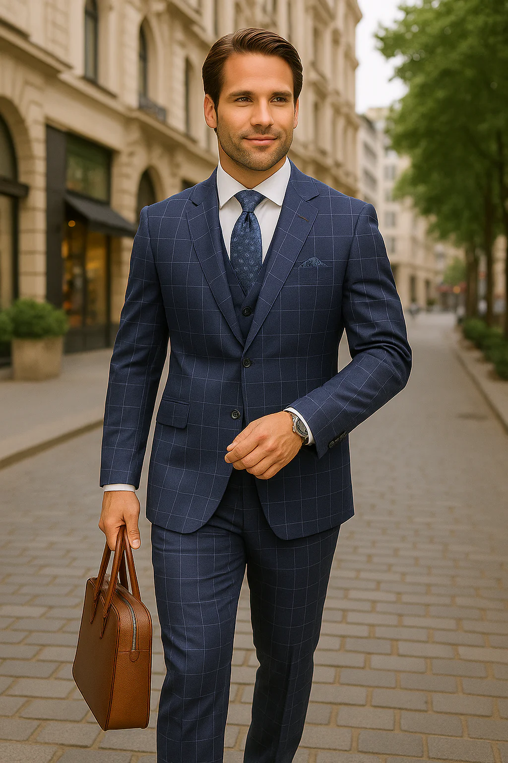 Wool Suit - Italian Made Business Suit by Statement Men's 3 Piece 100% Wool Modern Fit Suit - Fashion Pattern - Image 18