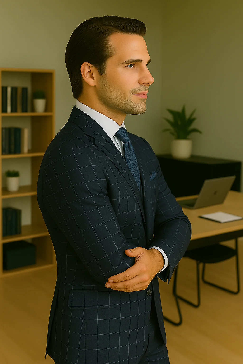 Wool Suit - Italian Made Business Suit by Statement Men's 3 Piece 100% Wool Modern Fit Suit - Fashion Pattern - Image 19