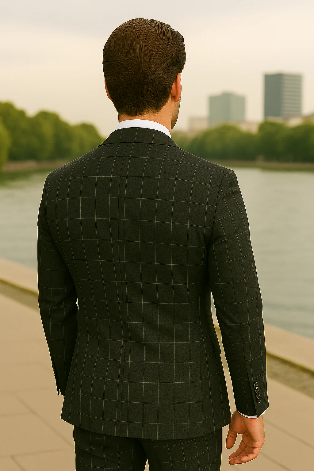 Wool Suit - Italian Made Business Suit by Statement Men's 3 Piece 100% Wool Modern Fit Suit - Fashion Pattern - Image 8