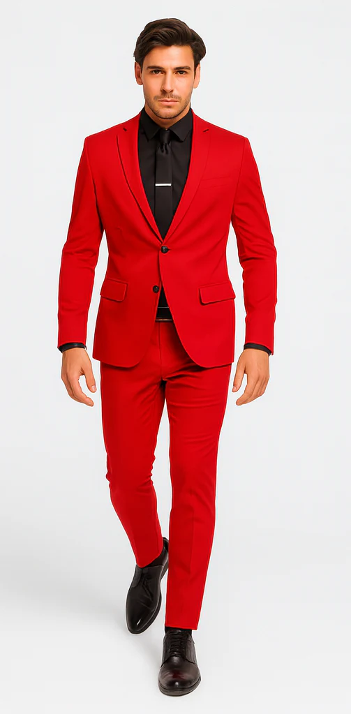 WTXVelvet2BV Alberto Nardoni Men's Red Velvet Suit velour Men's blazer Jacket & Pants (Matching) - Image 3