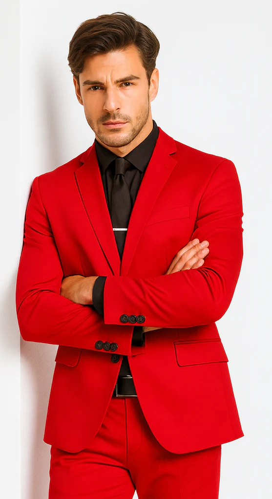 WTXVelvet2BV Alberto Nardoni Men's Red Velvet Suit velour Men's blazer Jacket & Pants (Matching) - Image 8