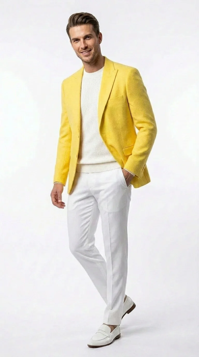 Zacci Brand Men’s Lemon Yellow Blazer Peak Lapel Hopsack Weave – Elegant Formal Blazer Jacket for Wedding, Party, Prom and Smart Casual Wear - Image 3