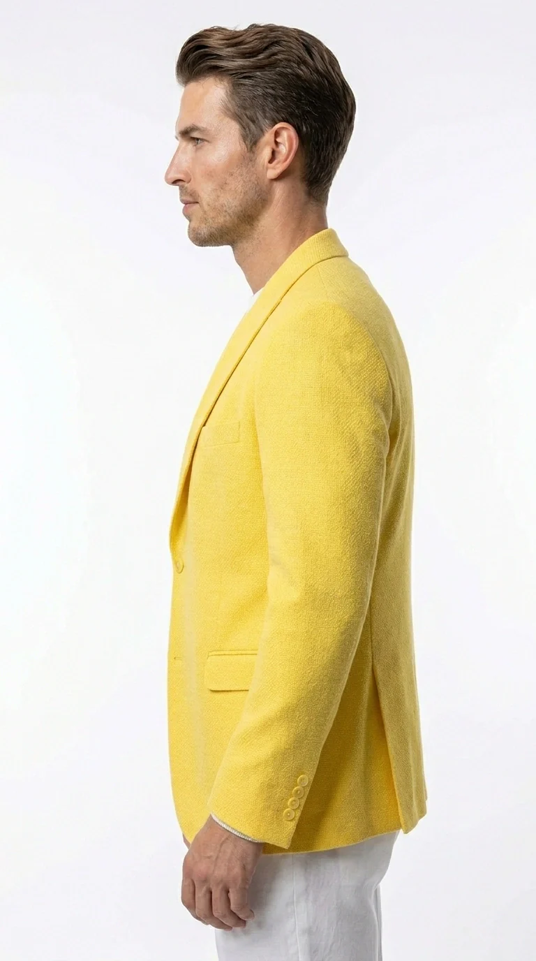 Zacci Brand Men’s Lemon Yellow Blazer Peak Lapel Hopsack Weave – Elegant Formal Blazer Jacket for Wedding, Party, Prom and Smart Casual Wear - Image 7